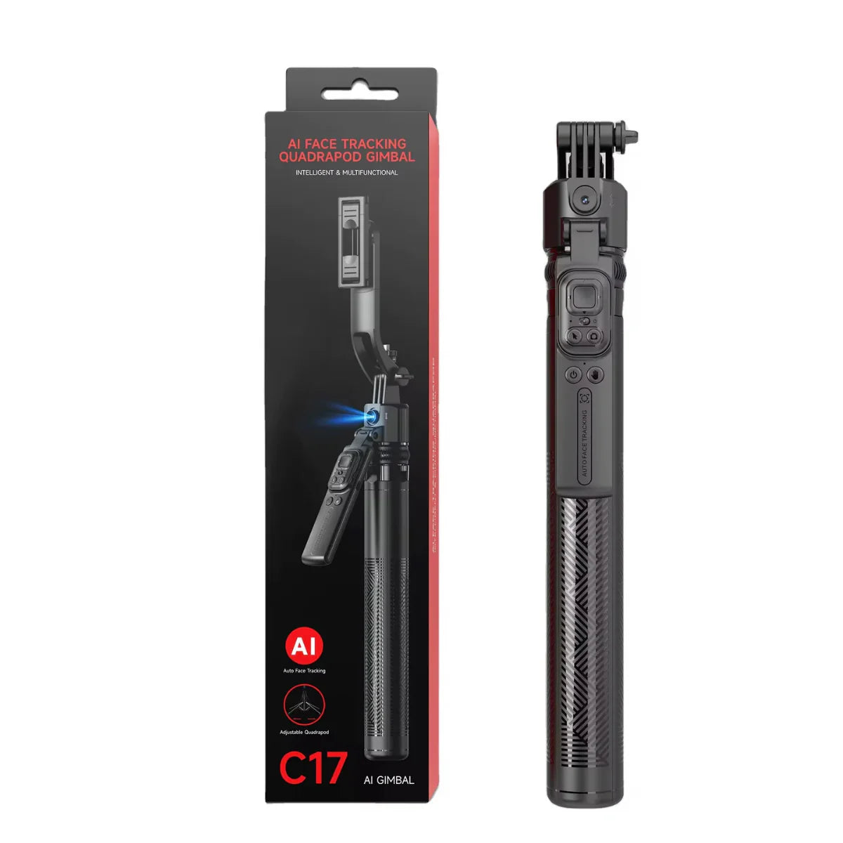 C17 AI face tracking gimbal quadrapod with 1.63m tripod