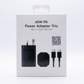 65W Triple Port Fast Charging Wall Adapter – 2 USB-C + 1 USB-A UK Plug