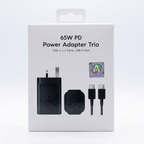 65W Triple Port Fast Charging Wall Adapter – 2 USB-C + 1 USB-A UK Plug