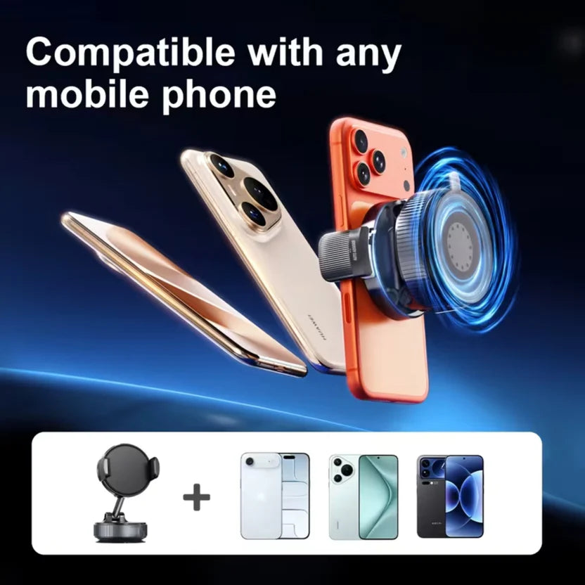 360° vacuum magnetic phone holder — foldable MagSafe car mount for UAE