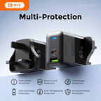 65W Fast Charging USB + Type-C Dual Port Travel Charger with Cable