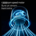 13000 RPM turbo motor burst jet stream rapid cooling