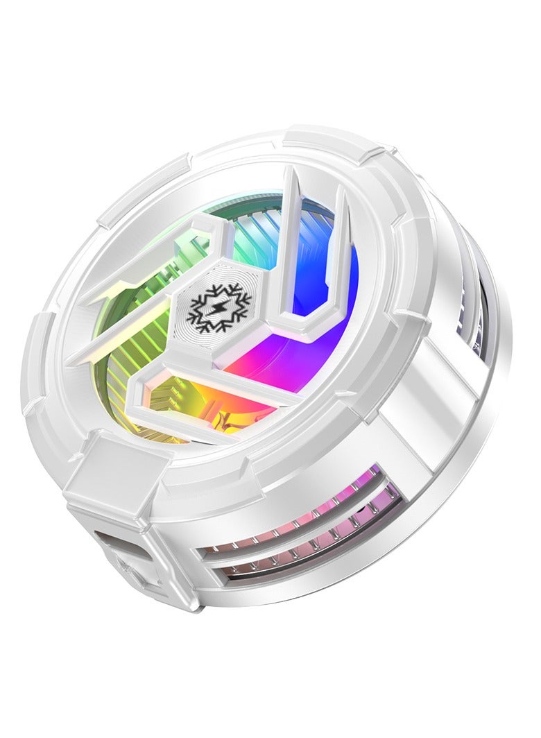 Magnetic phone cooler with RGB semiconductor turbo cooling fan in white
