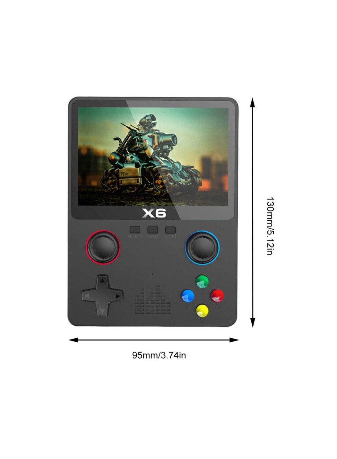 X6 handheld game console dimensions 130mm x 95mm portable size