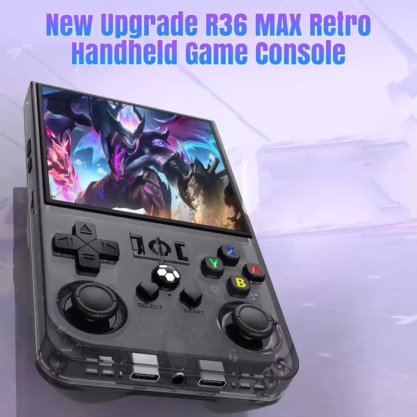 R36MAX retro handheld game console retail packaging