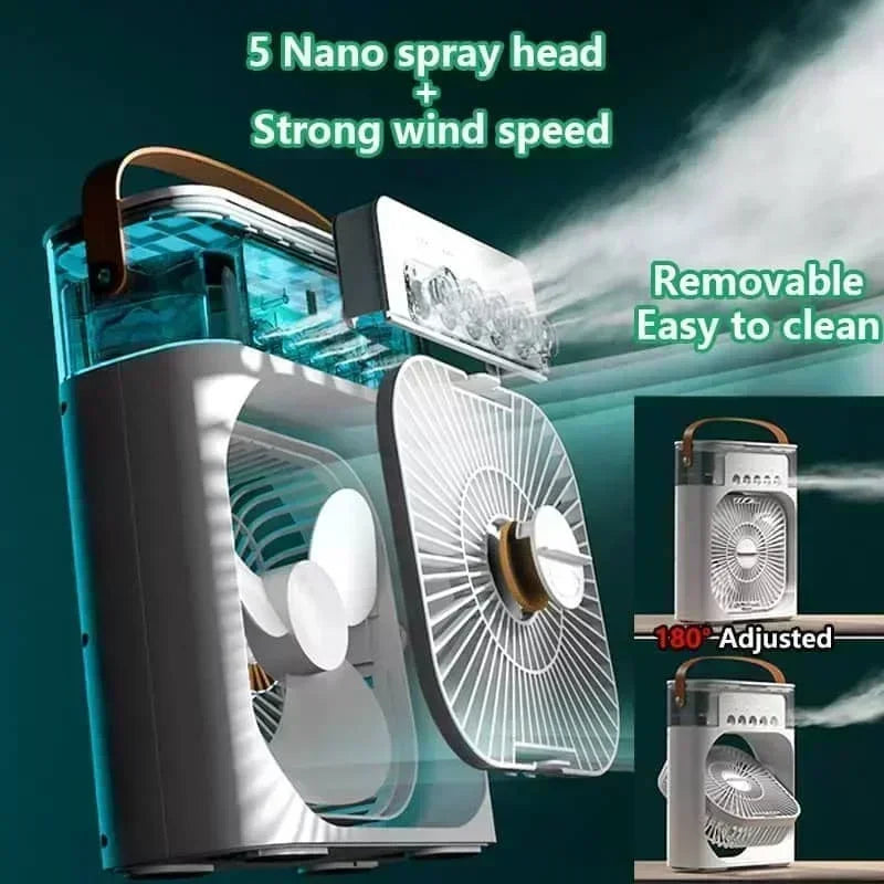 Air cooler fan nano spray head and adjustable angle