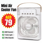 Portable Mini Air Cooler Fan – USB Powered 3-in-1 Personal AC, Humidifier &amp; LED Night Light