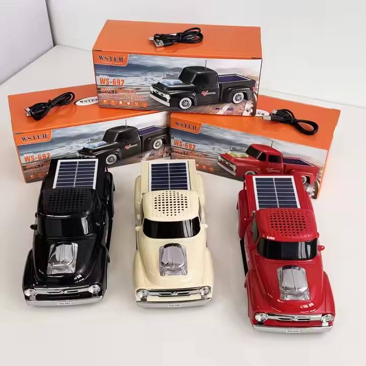 WS-692 retro pickup truck Bluetooth speaker — solar, LED, TWS, FM, view 4