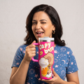 Woman holding 40 oz pink capybara tumbler