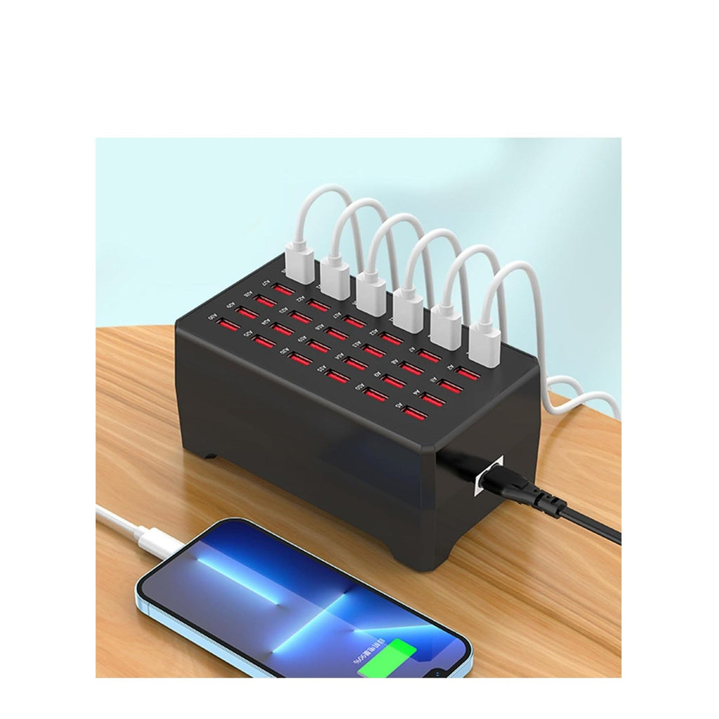 300W USB Charging Station on desk charging phone