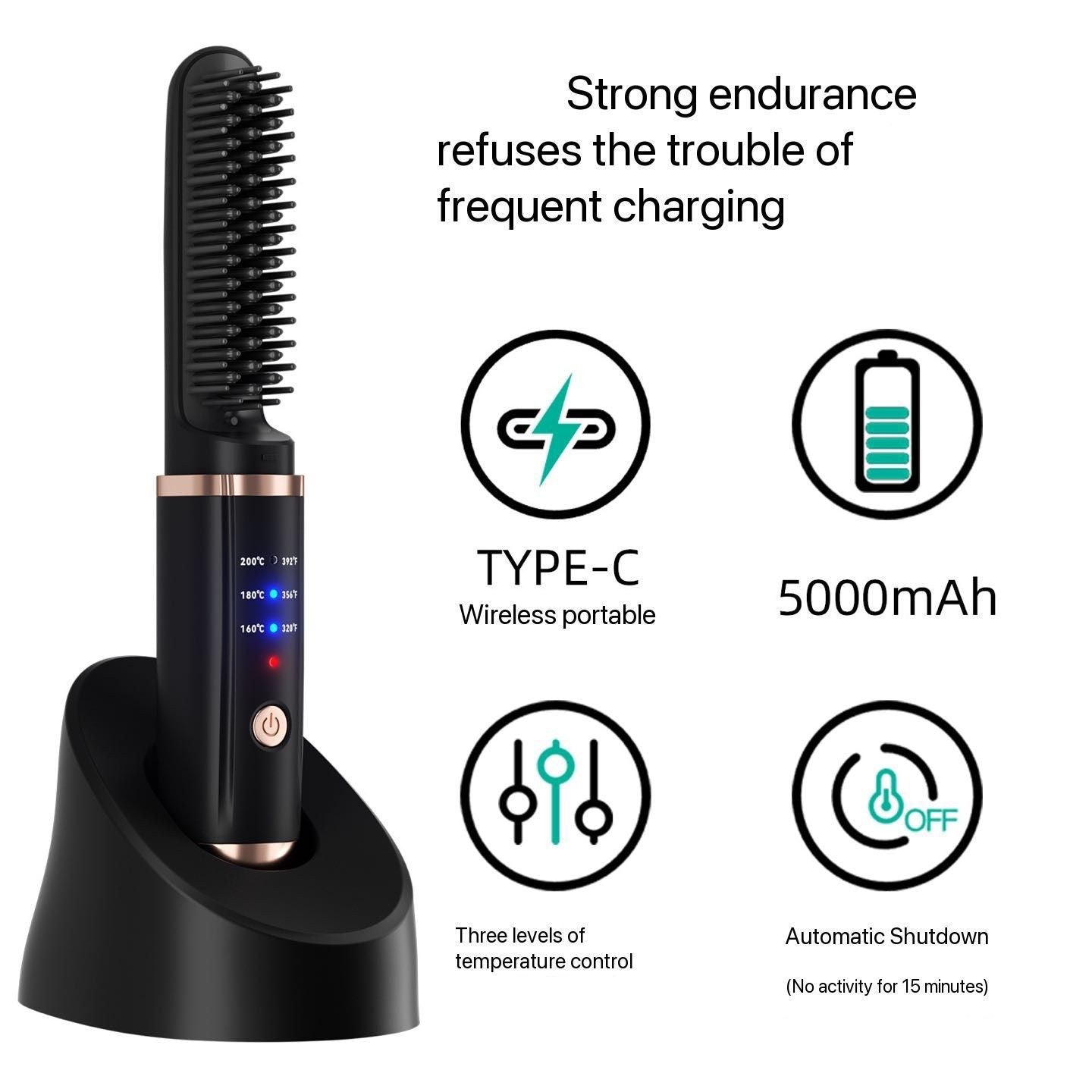 Cordless Hair Straightener Brush – Ionic Heat Comb – Yalla971