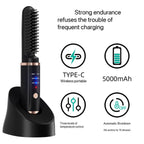 Cordless Ionic Hair Straightener Brush – Portable Ceramic Heat Comb for Smooth Hair & Beard Styling