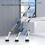 Electric Spin Scrubber with 8 Brush Heads & Extendable Handle – Cordless Rechargeable Bathroom Cleaner