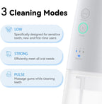 Flosmore Portable Water Flosser FL01B — Cordless Oral Irrigator, 300ml Tank, 3 Modes, 4 Replaceable Tips, IPX7 Waterproof, USB-C Rechargeable, Travel & Home Use