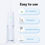 Flosmore Portable Water Flosser FL01B — Cordless Oral Irrigator, 300ml Tank, 3 Modes, 4 Replaceable Tips, IPX7 Waterproof, USB-C Rechargeable, Travel & Home Use