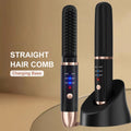 Cordless Ionic Hair Straightener Brush – Portable Ceramic Heat Comb for Smooth Hair & Beard Styling