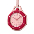Neon pink Royal Pop octagonal silicone pendant watch on a soft lanyard strap