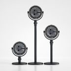 Telescoping pole shown at desktop, medium and full floor height