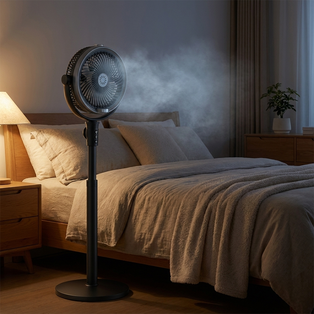 Quiet 29dB operation misting beside a bed at night
