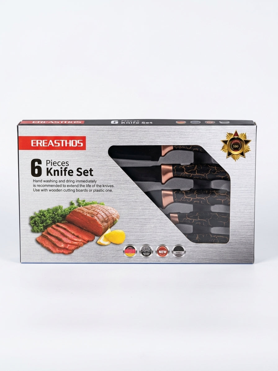 EREASTHOS 6-Piece Knife Set Black - closed box photo
