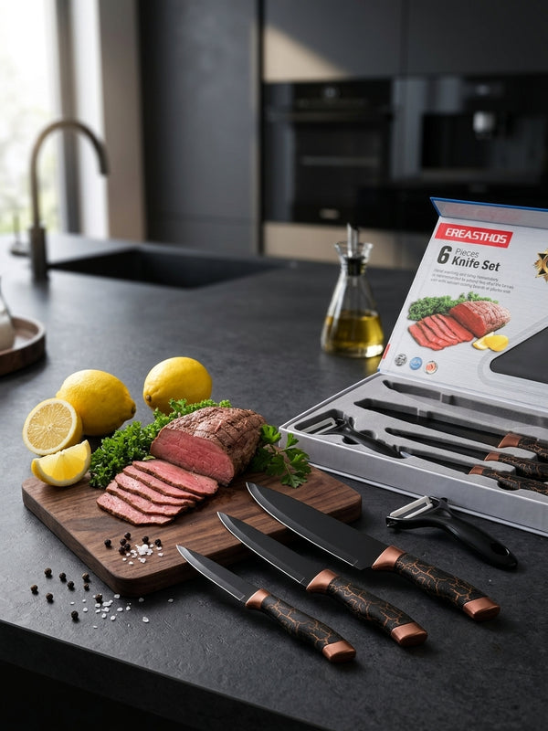 EREASTHOS 6-Piece Knife Set Black - lifestyle photo