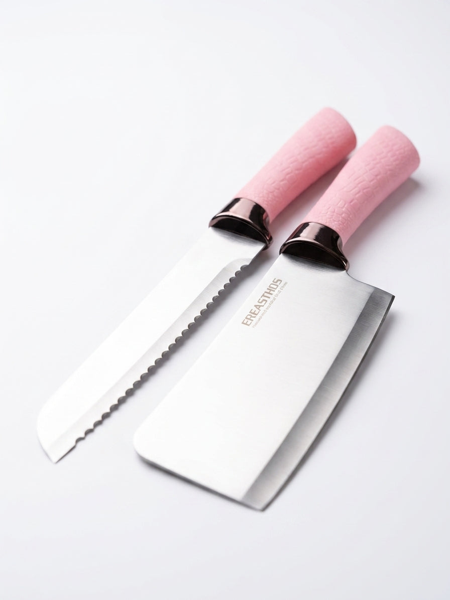 EREASTHOS 8-Piece Knife Set Pink - blade detail