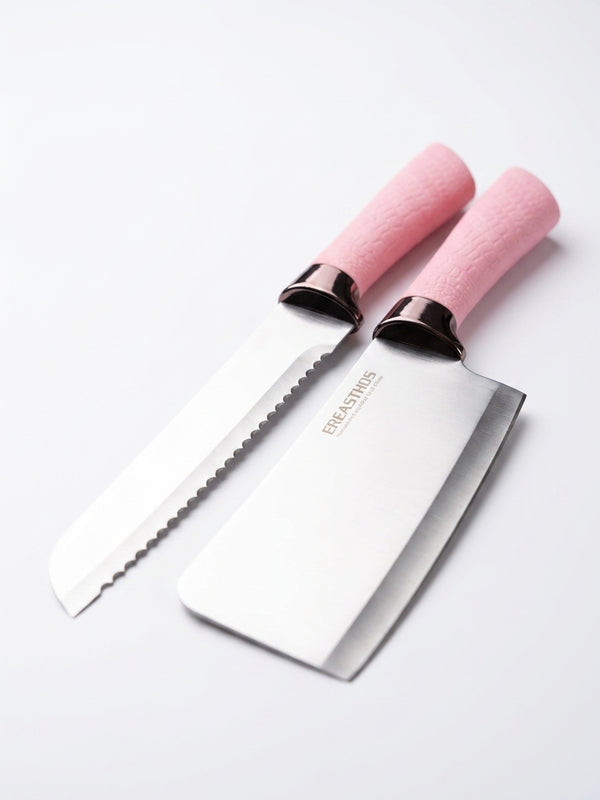 EREASTHOS 8-Piece Knife Set Pink - blade detail