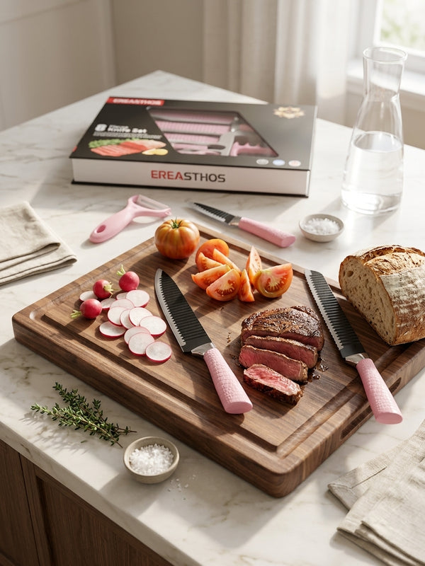 EREASTHOS 8-Piece Knife Set Pink - lifestyle photo