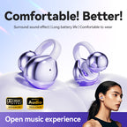 Clip-On Bluetooth Earphones – Open Ear Wireless Earbuds with Charging Case (Purple)