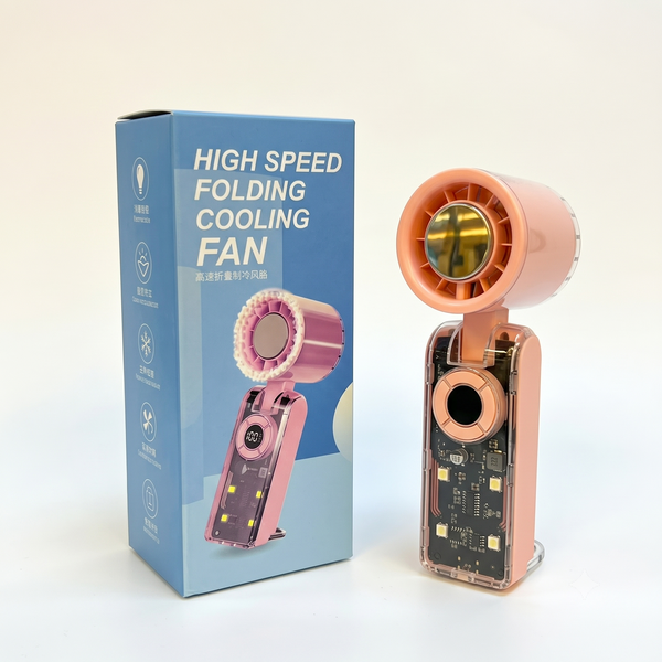Portable Handheld Fan with Ice Cooler — 100 Speeds, LED Display, USB-C, 3600mAh