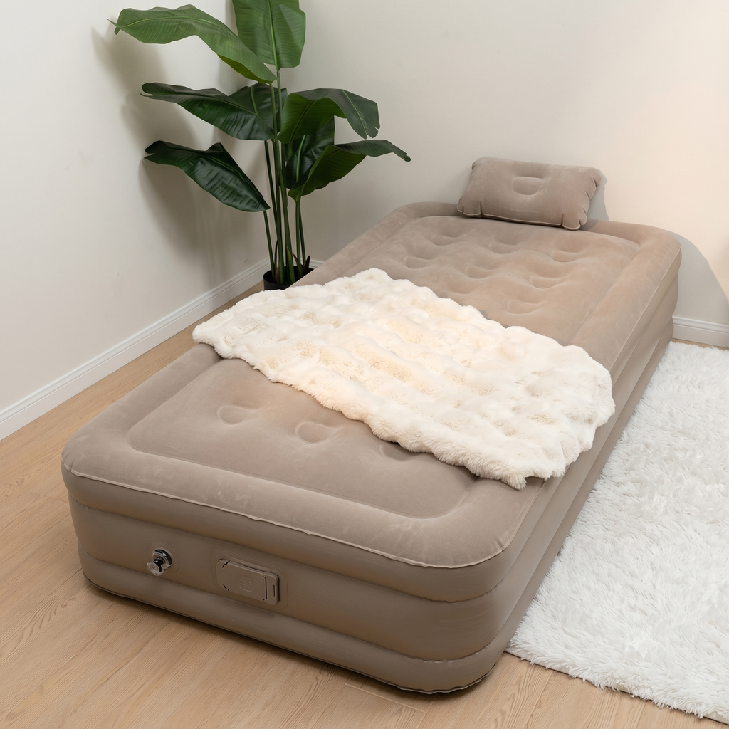 Portable Inflatable Air Mattress with Built-in Pump – Single Size (198×100×40cm) Black Color