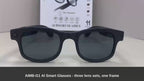 AIMB-G1 AI Smart Glasses demo with English captions - Bluetooth pairing, photo capture, music, translation and Hey Glasses AI assistant