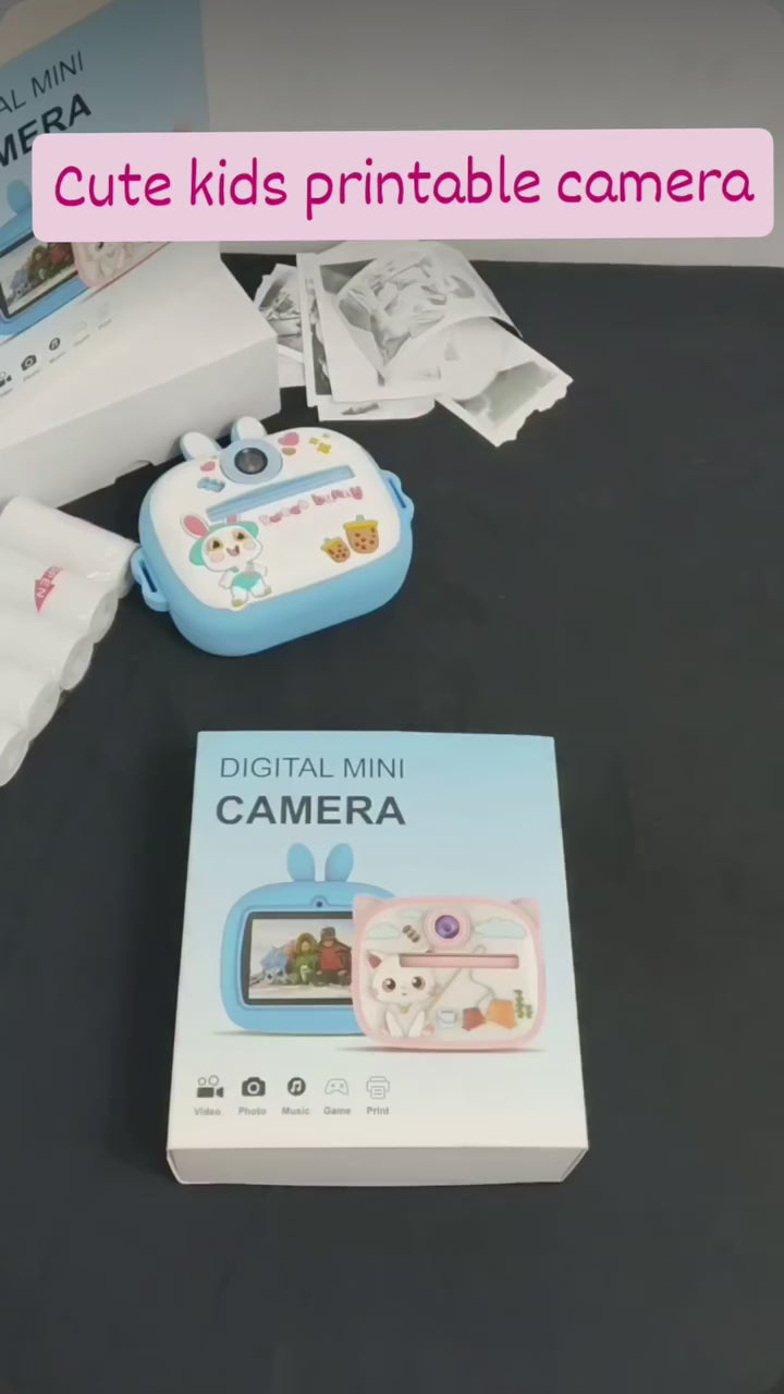 Kids Instant Thermal Print Camera — 1080P Video, 20MP Photo, Games & Music