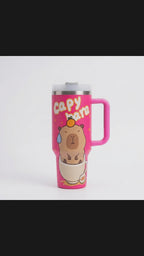 40 oz Designer Stainless Steel Double Wall Vacuum Metal Cup Travel Coffee Mug Tumbler with Handle