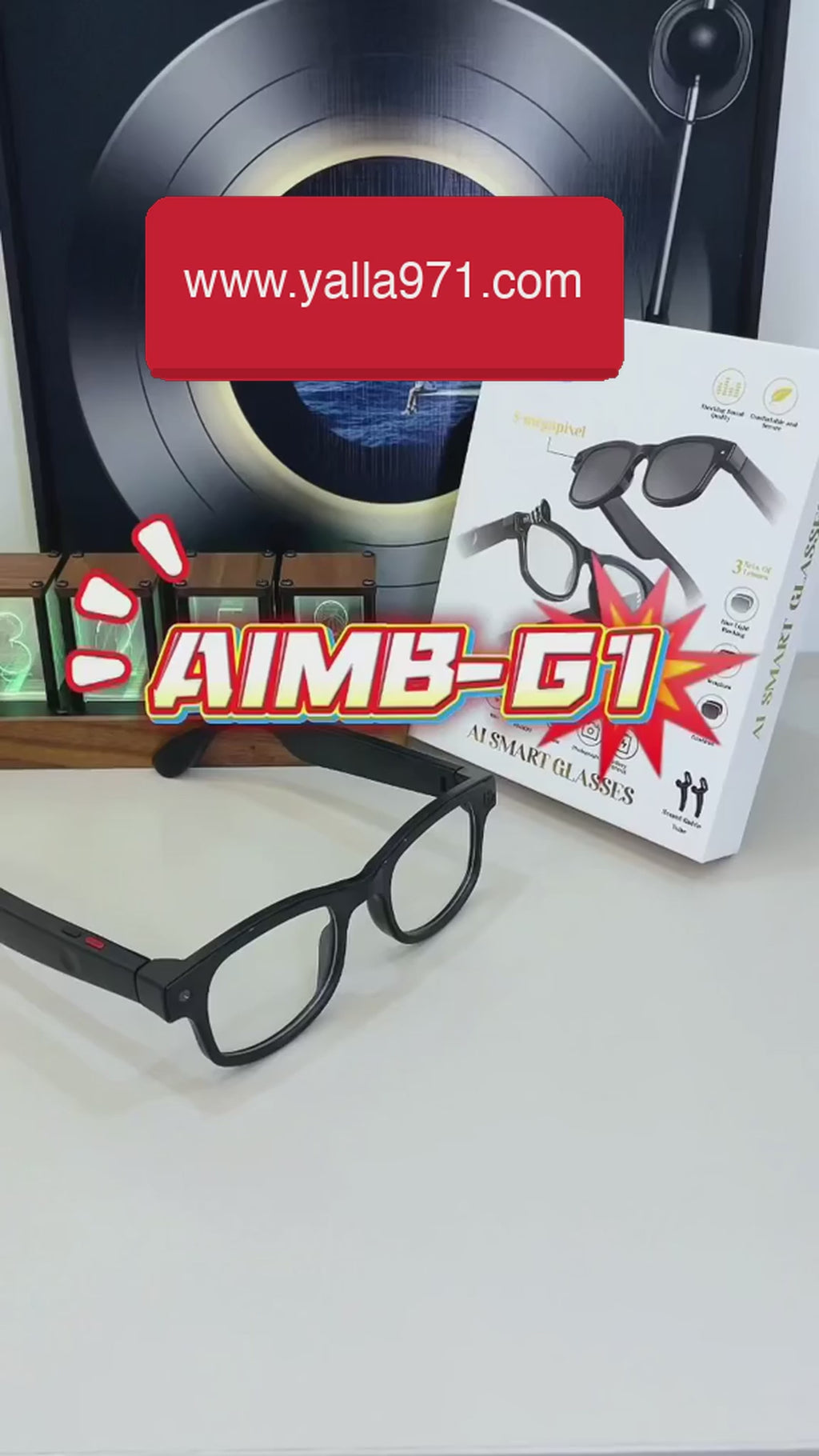 AI Smart Glasses with Camera – 8MP HD, Bluetooth Speakers & Voice Assistant (AIMB-G1)