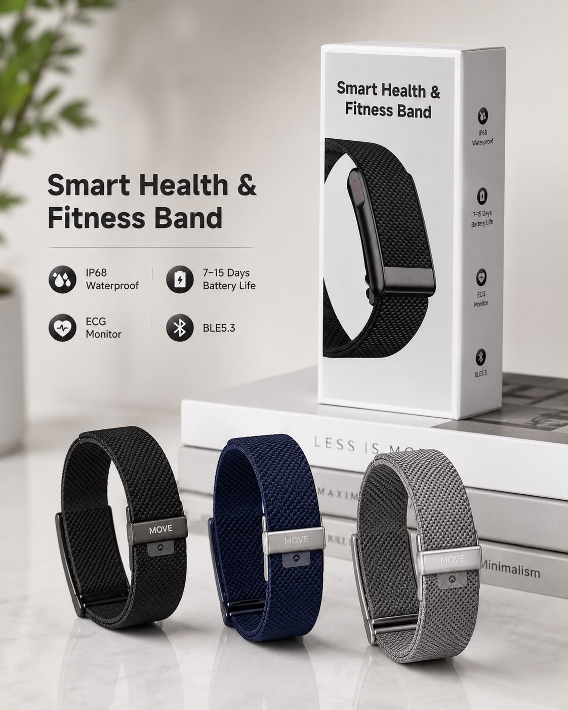 Yalla971 Screenless ECG Smart Health and Fitness Band