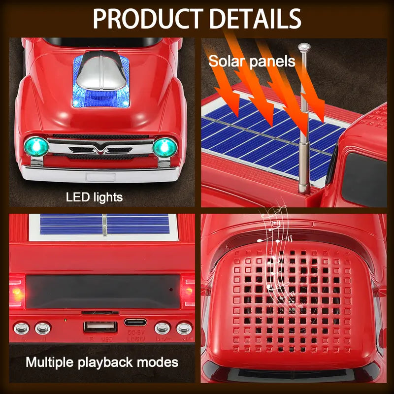 Solar charging panel on WS-692 retro truck Bluetooth speaker