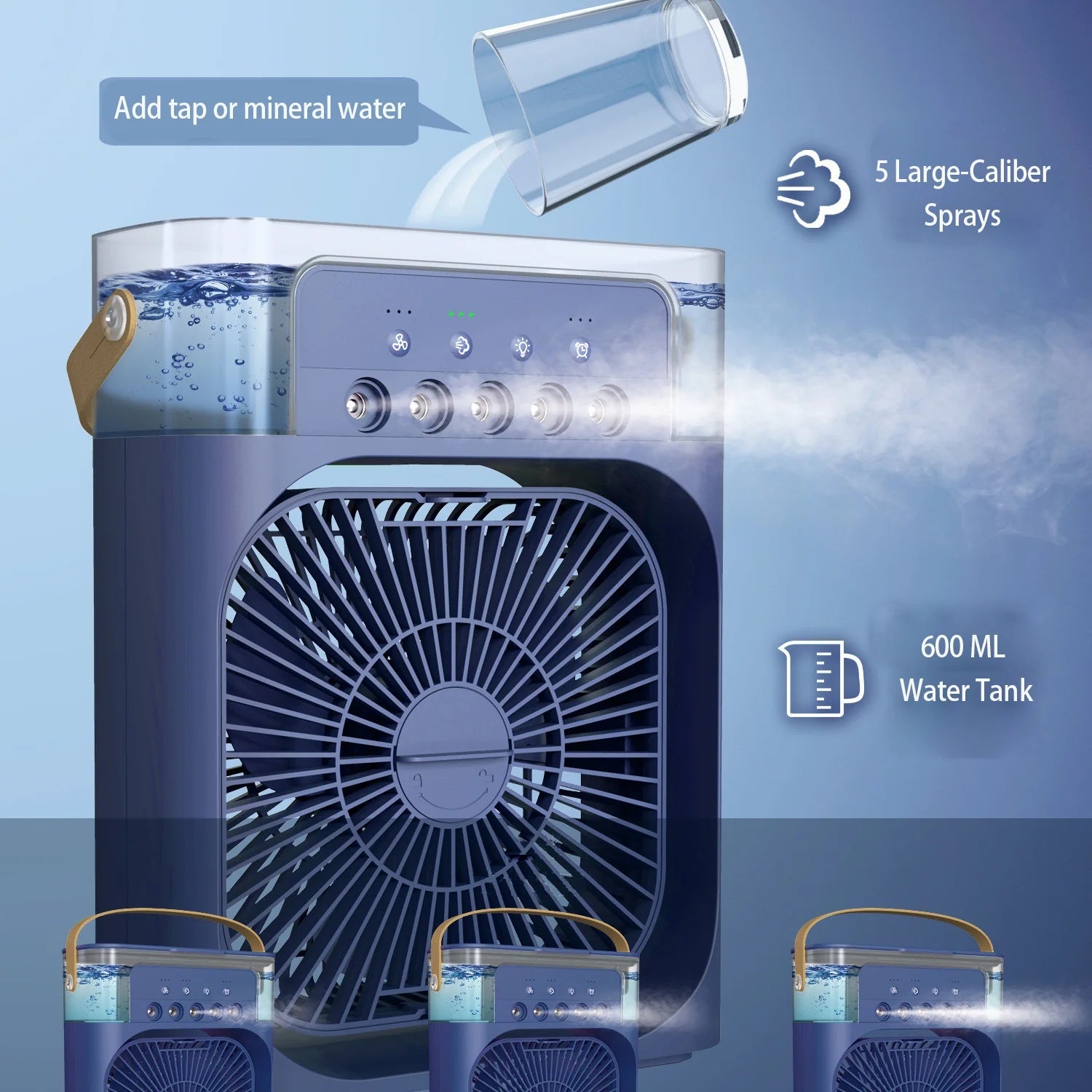 Blue - Portable Mini Air Cooler Fan